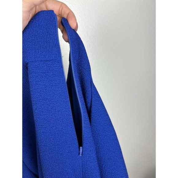 Black Halo Blue 2 Pc Mini Dress 0 Sanibel Skirt Set Pockets Crop Top Pleated - Picture 7 of 12